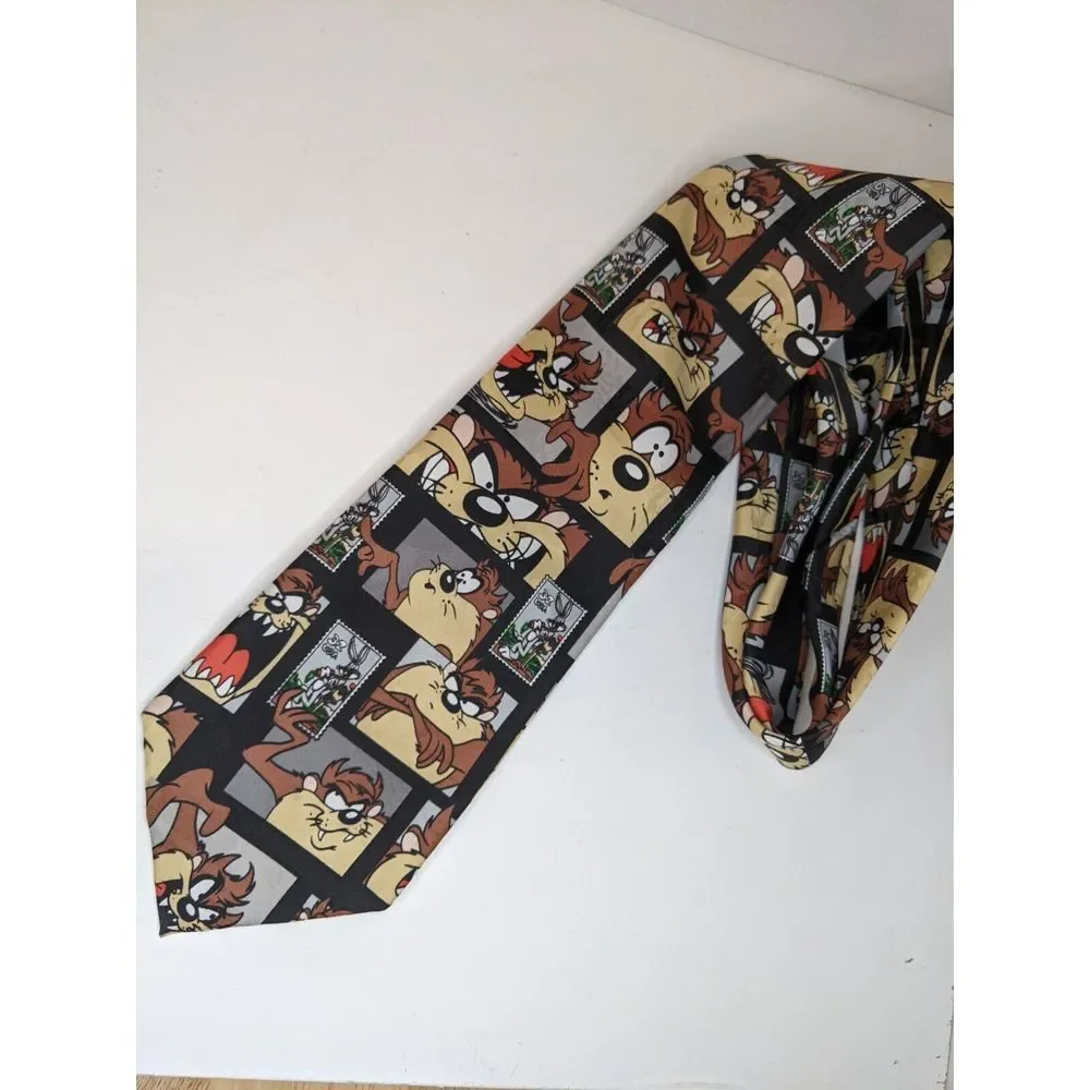 Vintage‎ 1997 Looney Tunes Stamp Collection Neck Tie Taz And Buggs Bunny